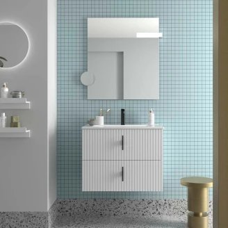 Underskab <strong>Runa</strong>  Hvid Mat 70 cm med 2 Skuffer & Vask Hvid Blank