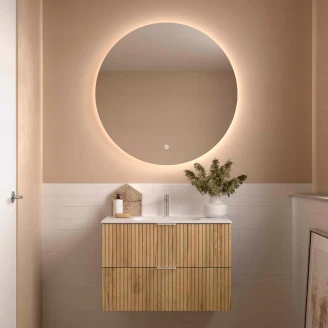 Underskab <strong>Runa</strong>  Træ Lys Mat 80 cm med 2 Skuffer & Vask Hvid Mat