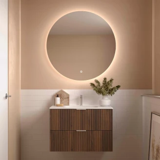 Underskab <strong>Runa</strong>  Valnød Mat 80 cm med 2 Skuffer & Vask Hvid Mat