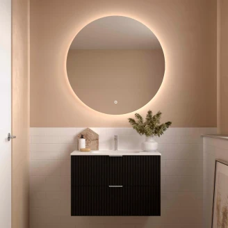 Underskab <strong>Runa</strong>  Sort Mat 80 cm med 2 Skuffer & Vask Hvid Mat