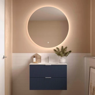 Underskab <strong>Runa</strong>  Mørkeblå Mat 80 cm med 2 Skuffer & Vask Hvid Mat