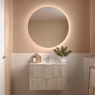 Underskab <strong>Runa</strong>  Træ Naturlig Mat 80 cm med 2 Skuffer & Vask Hvid Mat