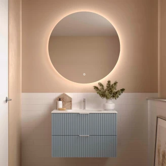 Underskab <strong>Runa</strong>  Lyseblå Mat 80 cm med 2 Skuffer & Vask Hvid Mat