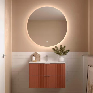 Underskab <strong>Runa</strong>  Terrakotta Mat 90 cm med 2 Skuffer & Vask Hvid Mat