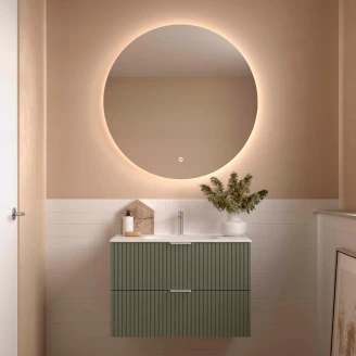 Underskab <strong>Runa</strong>  Skovgrøn Mat 90 cm med 2 Skuffer & Vask Hvid Mat