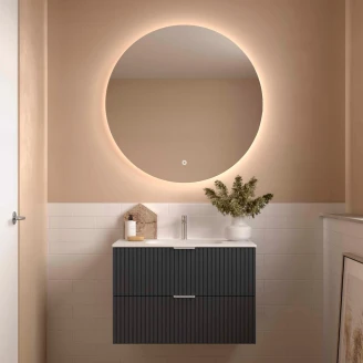 Underskab <strong>Runa</strong>  Antracit Mat 90 cm med 2 Skuffer & Vask Hvid Mat