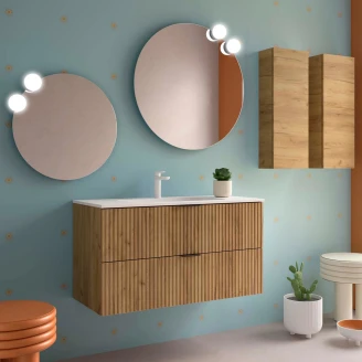 Underskab <strong>Runa</strong>  Træ Lys Mat 100 cm med 2 Skuffer & Vask Hvid Mat