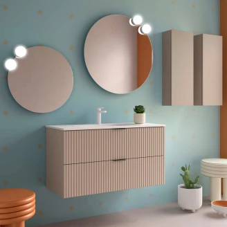 Underskab <strong>Runa</strong>  Beige Mat 100 cm med 2 Skuffer & Vask Hvid Mat