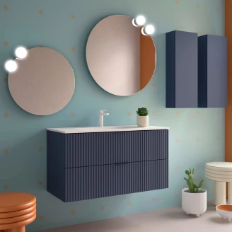 Underskab <strong>Runa</strong>  Mørkeblå Mat 100 cm med 2 Skuffer & Vask Hvid Mat