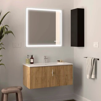 Håndvaskskab <strong>Runa</strong>  Træ Lys Mat 90 cm med Vask Hvid Mat