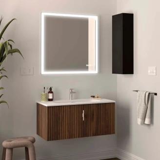 Håndvaskskab <strong>Runa</strong>  Valnød Mat 90 cm med Vask Hvid Mat