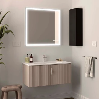 Underskab <strong>Runa</strong>  Beige Mat 90 cm med Vask Hvid Mat