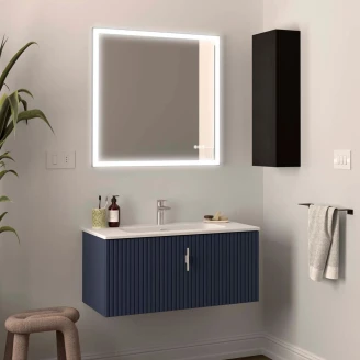 Underskab <strong>Runa</strong>  Mørkeblå Mat 90 cm med Vask Hvid Mat