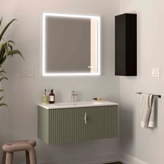 Underskab <strong>Runa</strong>  Skovgrøn Mat 90 cm med Vask Hvid Mat