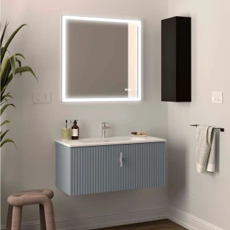 Underskab <strong>Runa</strong>  Lyseblå Mat 90 cm med Vask Hvid Mat