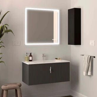 Underskab <strong>Runa</strong>  Antracit Mat 90 cm med Vask Hvid Mat