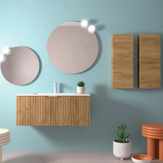 Underskab <strong>Runa</strong>  Træ Lys Mat 100 cm med Vask Hvid Mat