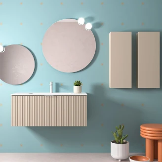 Underskab <strong>Runa</strong>  Beige Mat 100 cm med Vask Hvid Mat