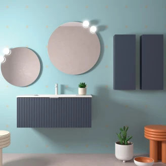 Underskab <strong>Runa</strong>  Mørkeblå Mat 100 cm med Vask Hvid Mat