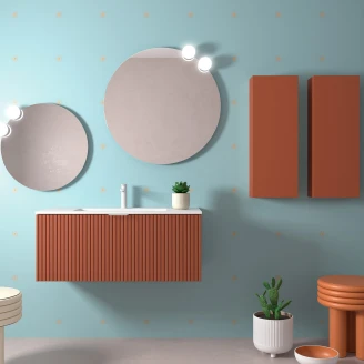 Underskab <strong>Runa</strong>  Terrakotta Mat 100 cm med Vask Hvid Mat