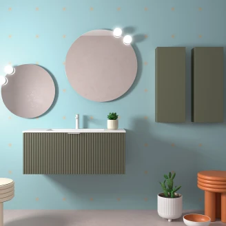 Underskab <strong>Runa</strong>  Skovgrøn Mat 100 cm med Vask Hvid Mat