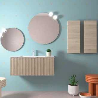 Underskab <strong>Runa</strong>  Træ Naturlig Mat 100 cm med Vask Hvid Mat