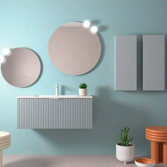 Underskab <strong>Runa</strong>  Lyseblå Mat 100 cm med Vask Hvid Mat