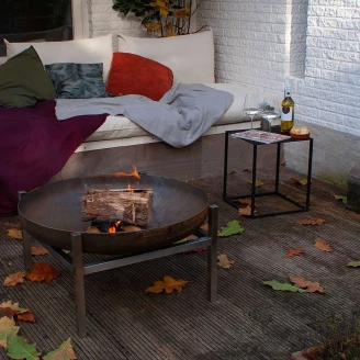 BonFeu Sæt med Ildskål Cortenstål 100 cm & Rektangulære Fødder