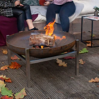 BonFeu Sæt med Ildskål Cortenstål 80 cm & Rektangulære Fødder