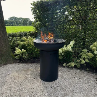 BonFeu Grillsæt med BonBiza Ildsted Sort, Dobbelt Stålring til Grill, Rundt Grillrist & Pizzaovn
