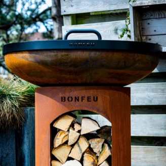 BonFeu Sæt med BonBiza Ildsted Cortenstål, Låg & Stegespatel