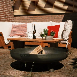 Grillsæt med Ildskål Cortenstål med Fod 80 cm & Halvrundt Grillrist