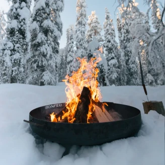 BonFeu Grillsæt med BonBowl Plus Ildskål Cortenstål 100 cm, Plancha & Grillrist