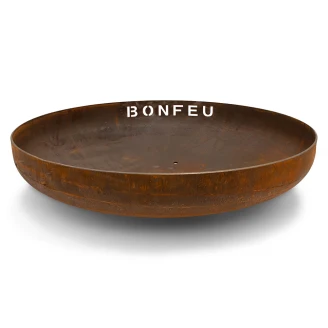 BonFeu Grillsæt med BonBowl Ildskål Cortenstål 120 cm, Plancha, Dobbelt Stålring til Grill & Rundt Grillrist