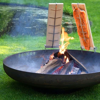 BonFeu Grillsæt med BonBowl Ildskål Cortenstål 100 cm, Låg til BonBowl & Plancha