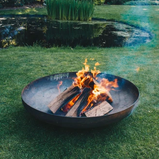 BonFeu Grillsæt med BonBowl Ildskål Cortenstål 100 cm, Plancha, Dobbelt Stålring til Grill & Rundt Grillrist