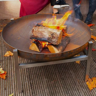 BonFeu Sæt med Ildskål Cortenstål 60 cm & Rektangulære Fødder