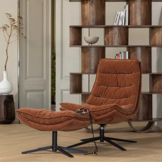 Woood Loungestol med Fodskammel <strong>Kube</strong>  Brun