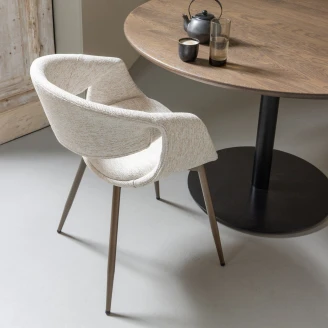 Woood Stol med Armlæn <strong>Yossi</strong>  Beige, Kobber