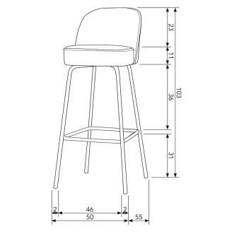 Woood Barstol <strong>Vogue Alpha</strong>  Cognac Eco-Læder 80 cm