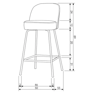 Woood Barstol <strong>Vogue Alpha</strong>  Cognac Eco-Læder 65 cm