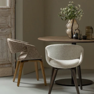 Woood Stol med Armlæn <strong>Yossi</strong>  Beige, Mørkebrun