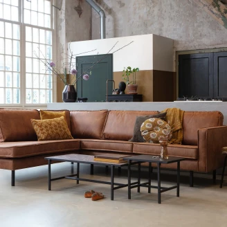 Woood Hjørnesofa Venstre <strong>Rodeo</strong>  Cognac Eco-Læder