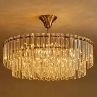 Loftlampe <strong>Brenza</strong>  L Transparent Krystal, Antik Bronze Blank Ø 62 cm