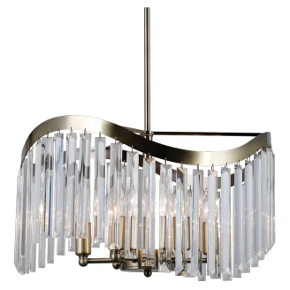 Hængende Lampe L <strong>Glacia</strong>  Transparent Krystal, Blank Antikbronze