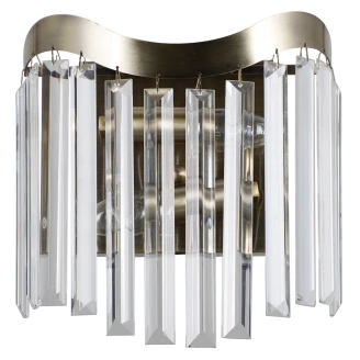 Væglampe <strong>Glacia</strong>  Transparent Krystal, Blank Antikbronze
