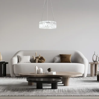 Hængende Lampe Vinda Transparent Krystal, Krom Blank Ø 39 cm