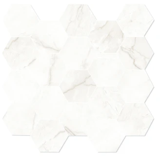 Marmor Heksagon Mosaik Klinker <strong>Venata</strong>  Hvidguld Mat-Satin 30x30 cm