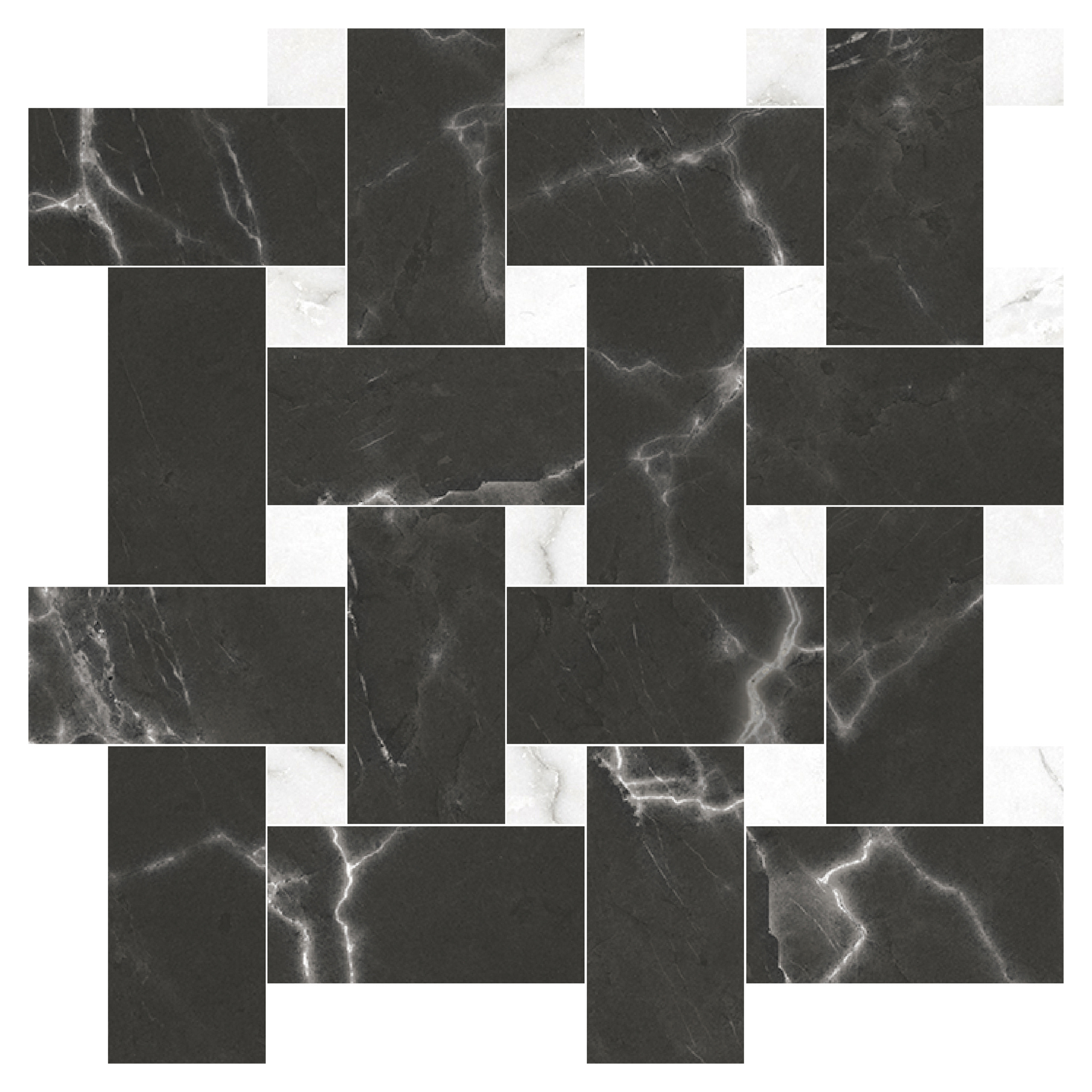 Marmor Mosaik Klinker Venata Sort Strik Mat-Satin 30x30 cm