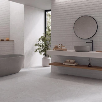 Vægflise <strong>Kalksten Sand</strong>  Grå Mat-Relief 36x80 cm